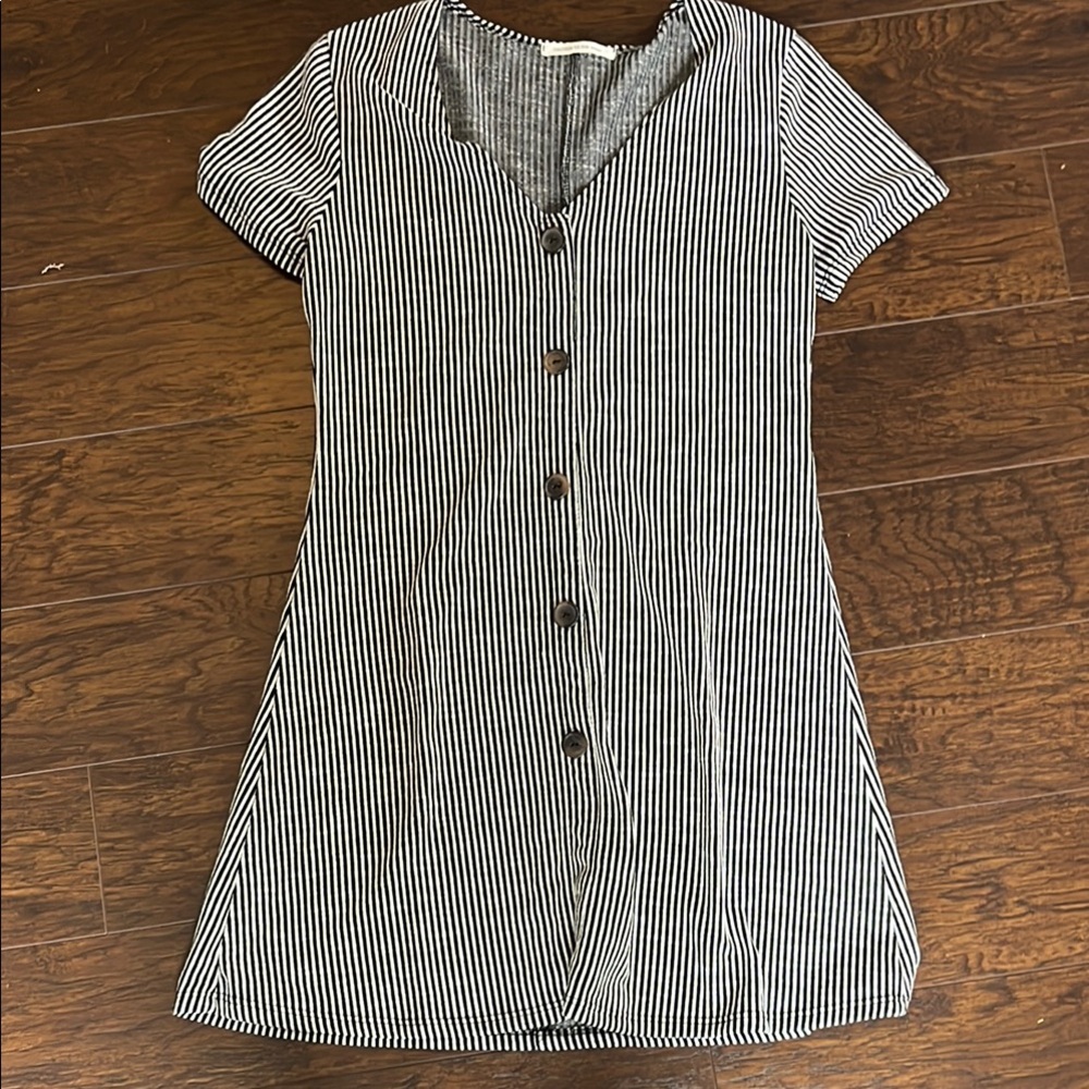 Striped Black and White Button-Up Dress